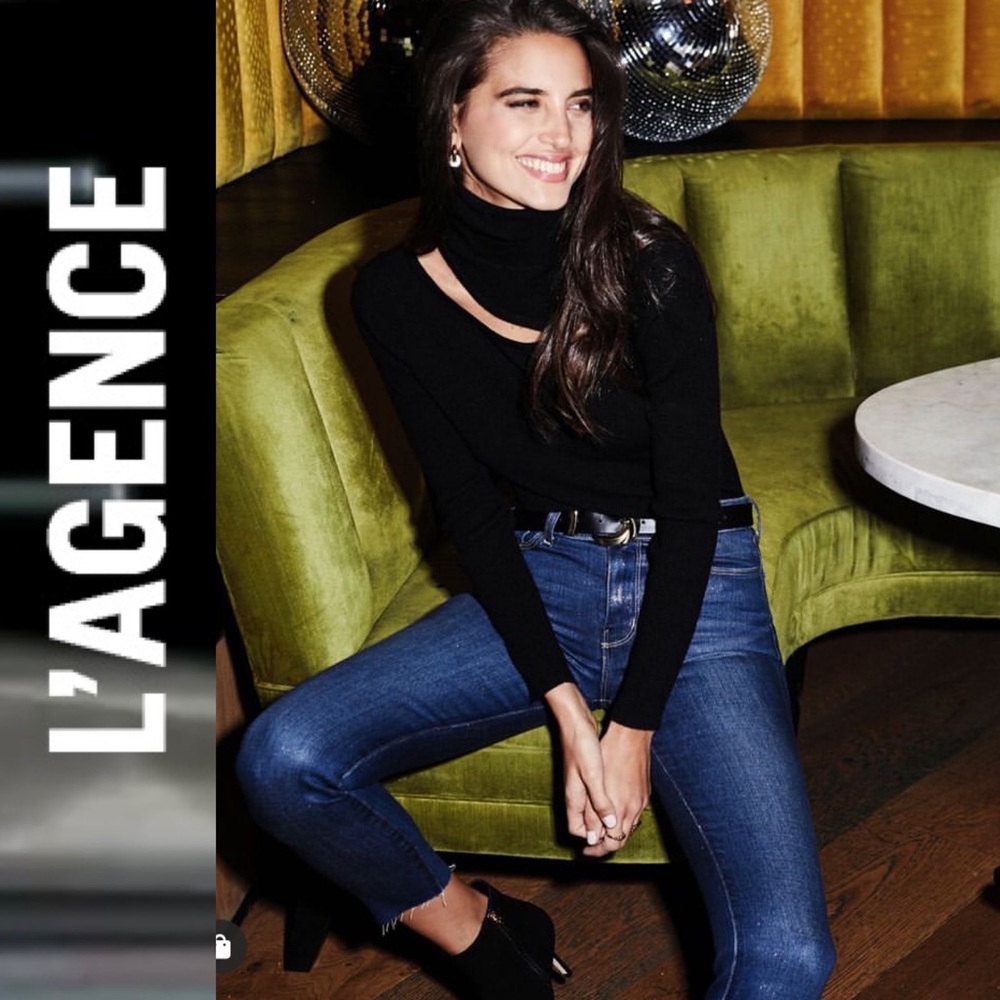 L'Agence El Matador Glitter-Coated Stretch Slim-Fit Jeans 26
